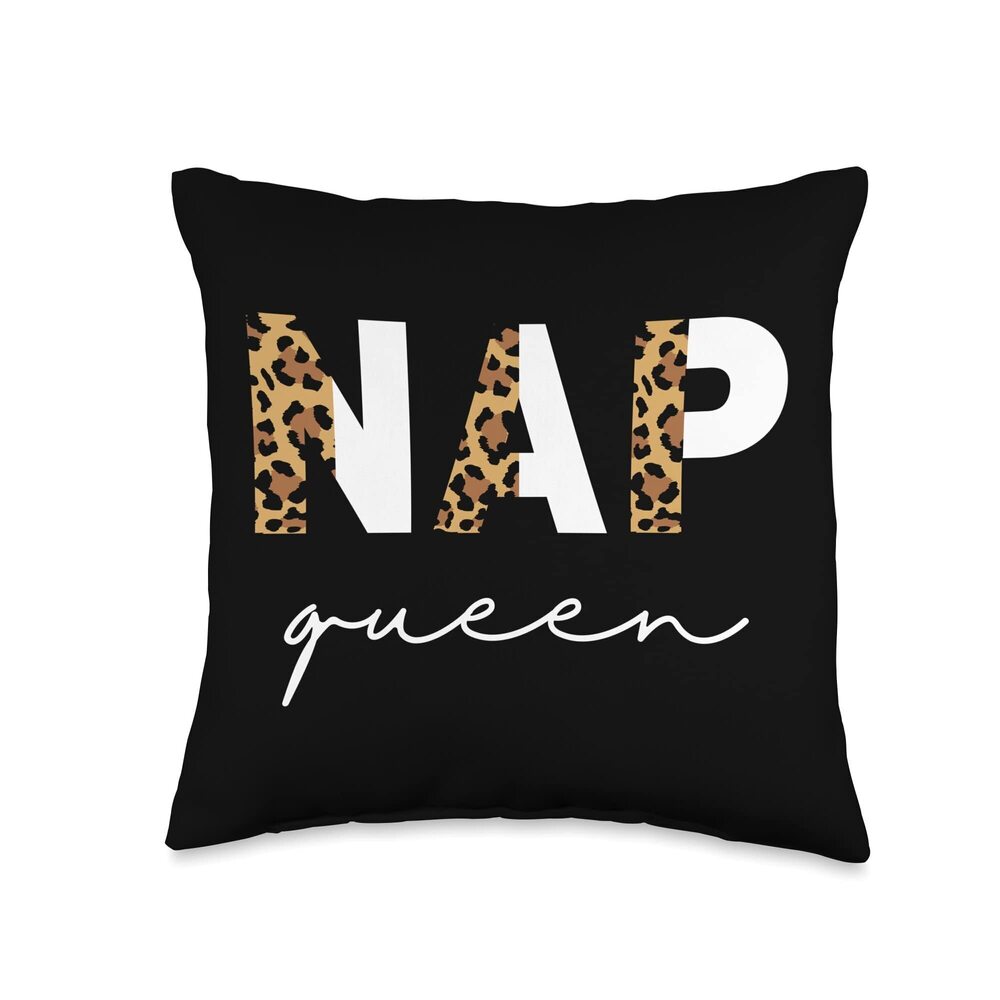 6573 Nap Queen Tee , Love To Nap Leopard Cheetah Throw Pillow